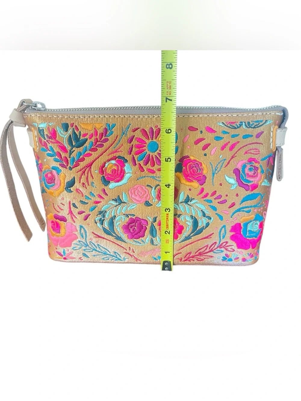 Consuela Embroidered Tan Wristlet Crossbody